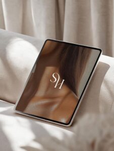 Sòl Series Mockup - Sunlit Skin Tablet Display _ Premium Branding PSD for Beauty, Skincare, and Lifestyle Brands